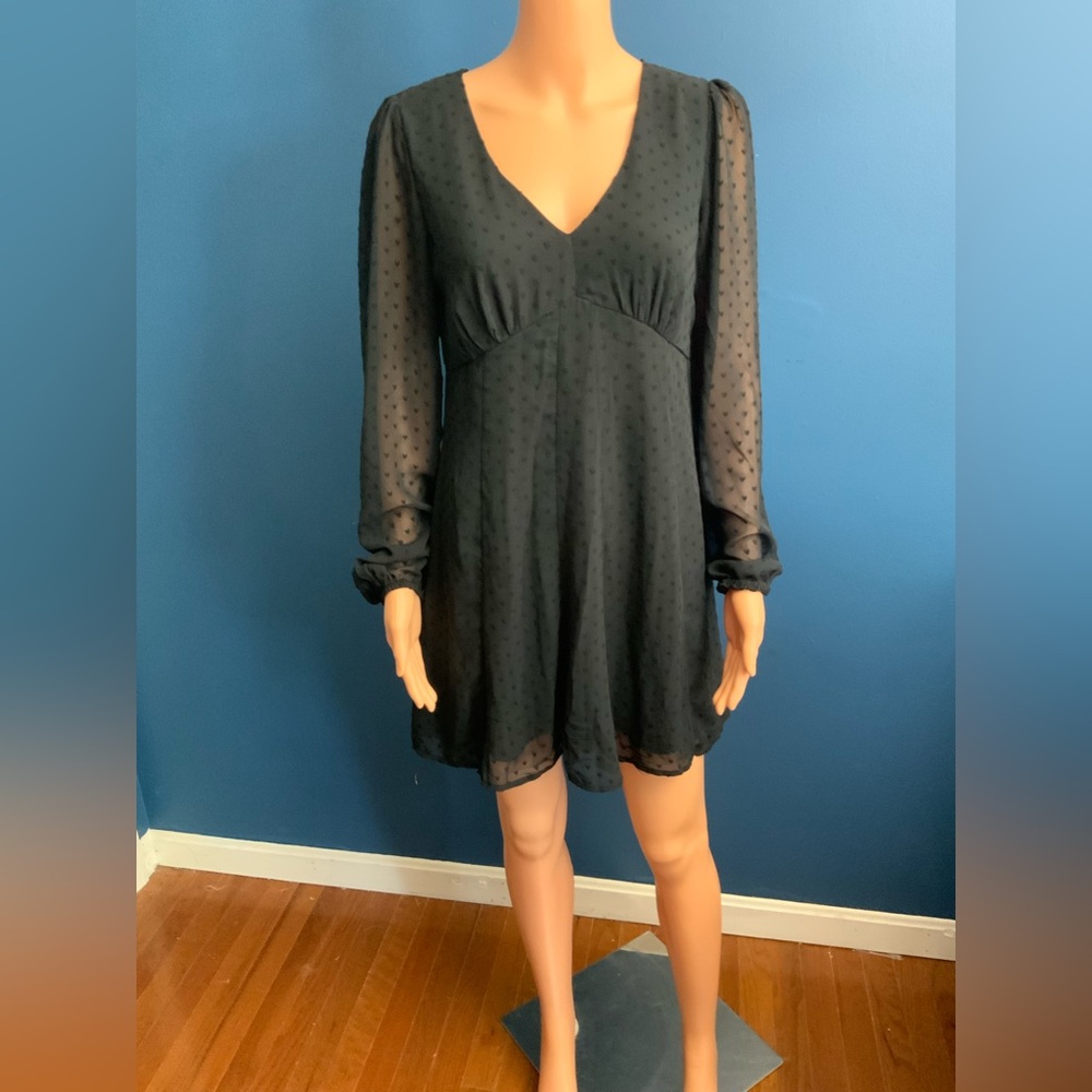Francesca's Collections Elegant Black Long Sleeve Dress